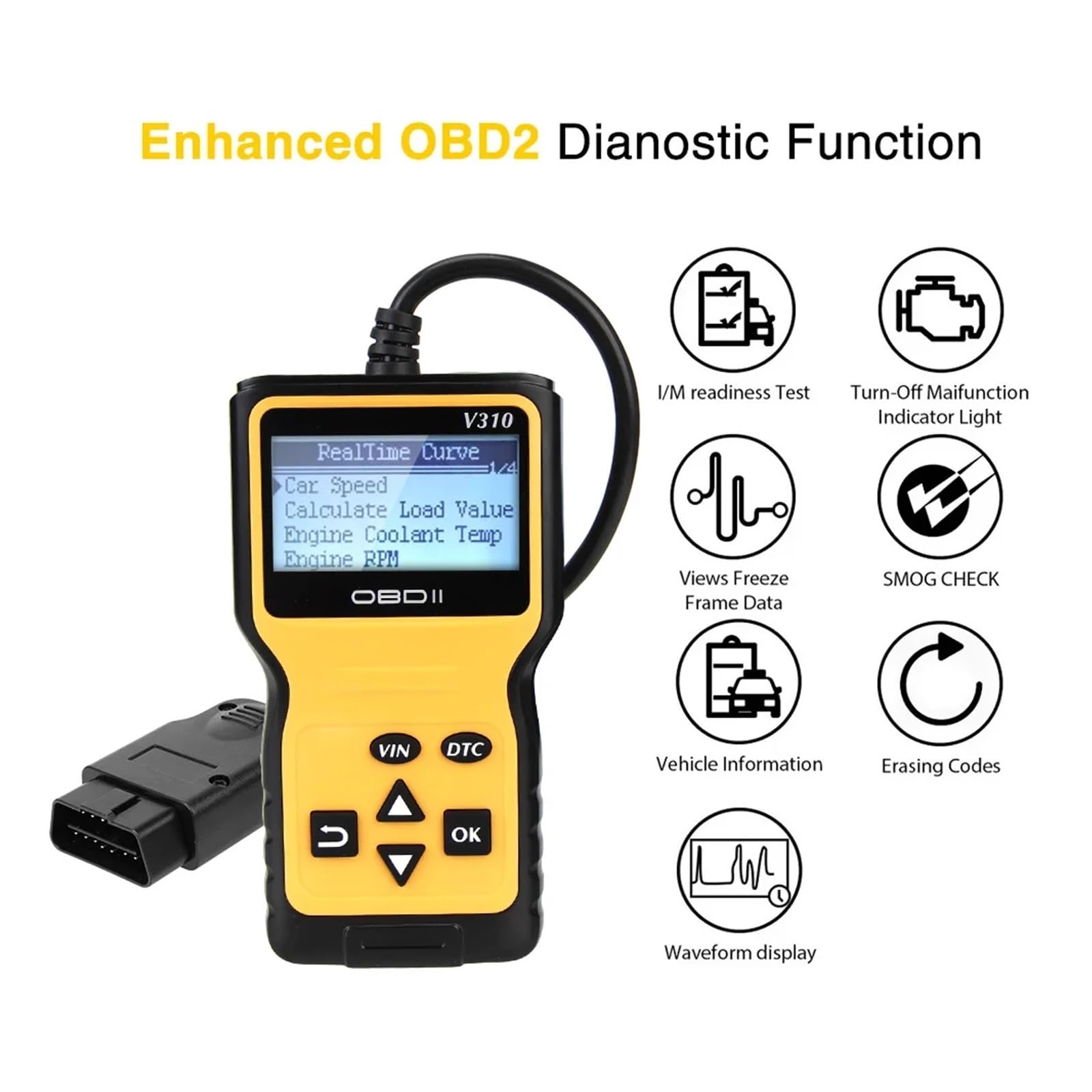 Automatyczne narzędzie diagnostyczne samochodu OBDII EOBD odczyt/kasowanie skanera usterek ELM 327 skaner obd2 V310 czytnik kodów obd2