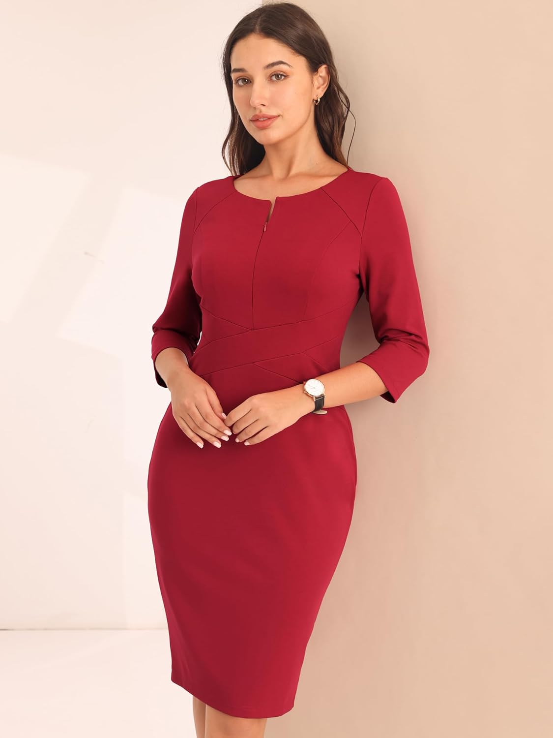 Women's Funeral Sheath Dress Knee Length Work Pencil Dresses - Image 2
