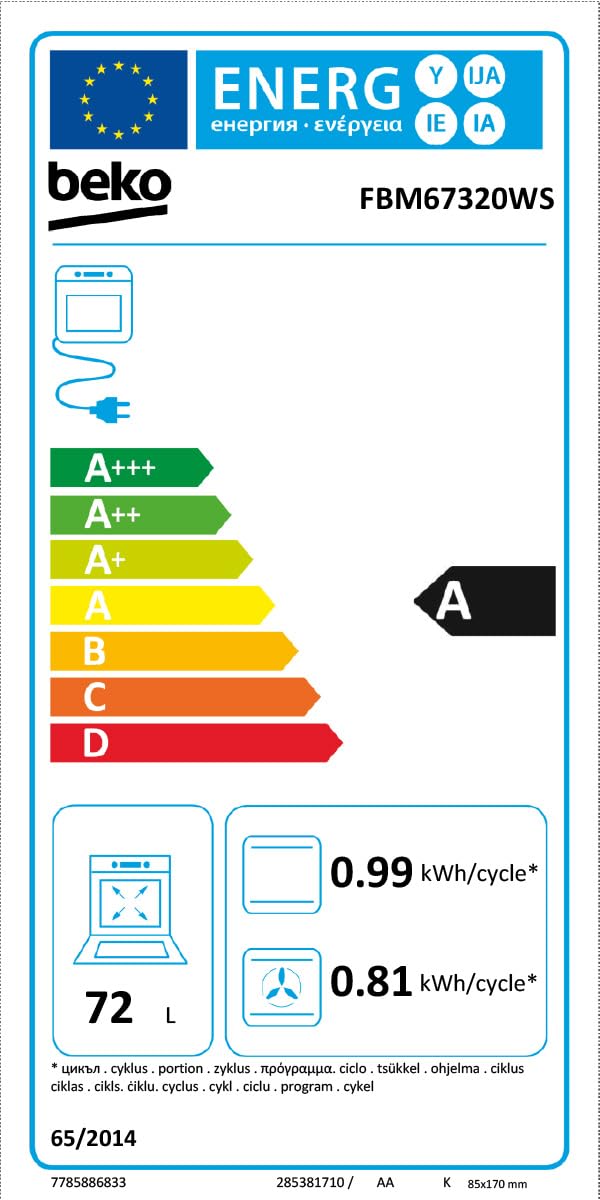 Beko FBM67320WS freistehender Herd 60 cm Backofen 72 l Dampfreinigung SteamShine 8 Heizarten Multifunktionsofen weiß