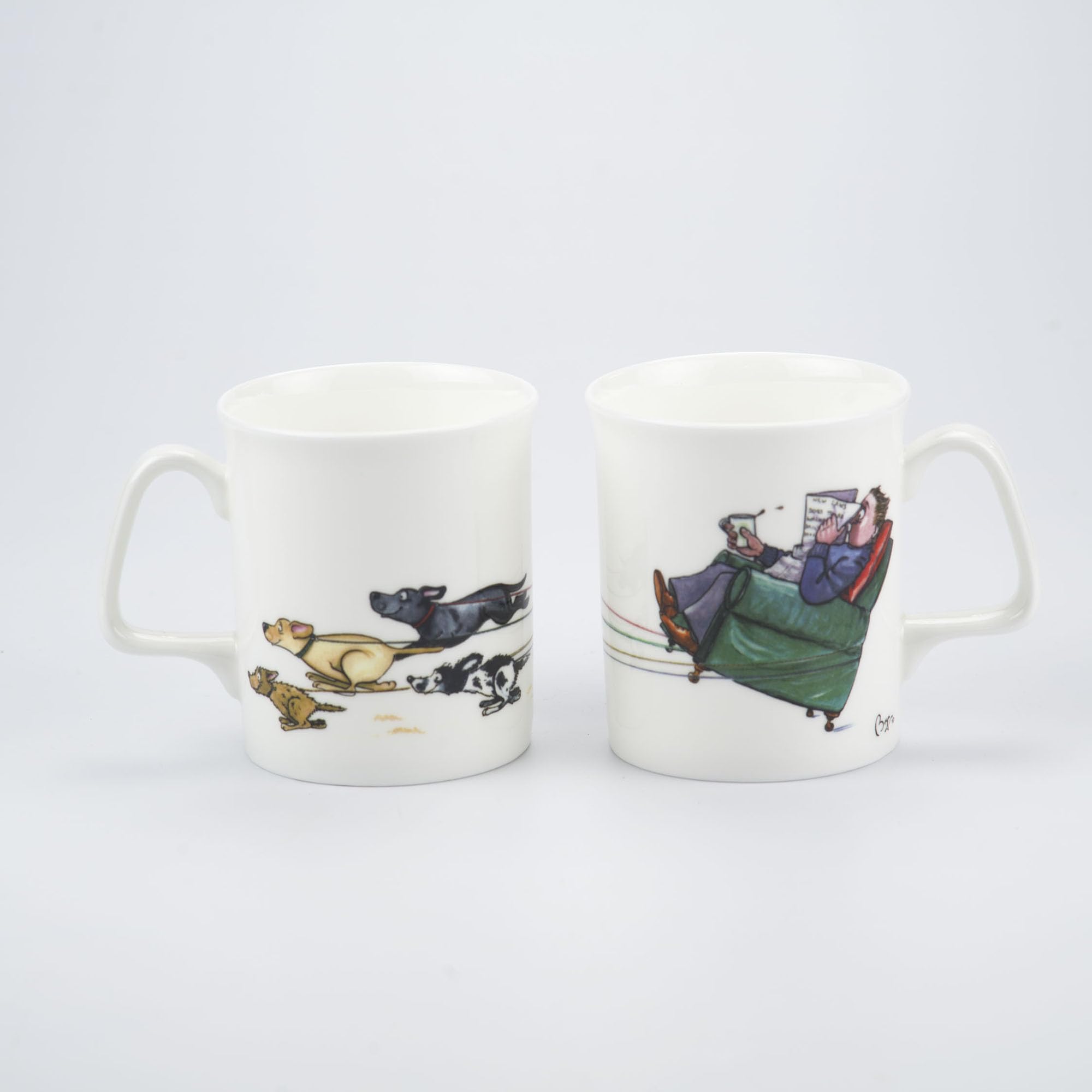 Bryn ParryLazy Walk Dog Walking Themed Bone China Mug, BPMUGLAZY_BONECHINA