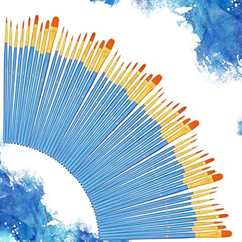 Paint Brushes Set 6 Pack, Nylon Hair Brush Sets Acrylic Blue Round Pointed Paints Bristle for Watercolor Oil Painting & Gouache Art, Perfect for Kids Beginner and Artist Cover