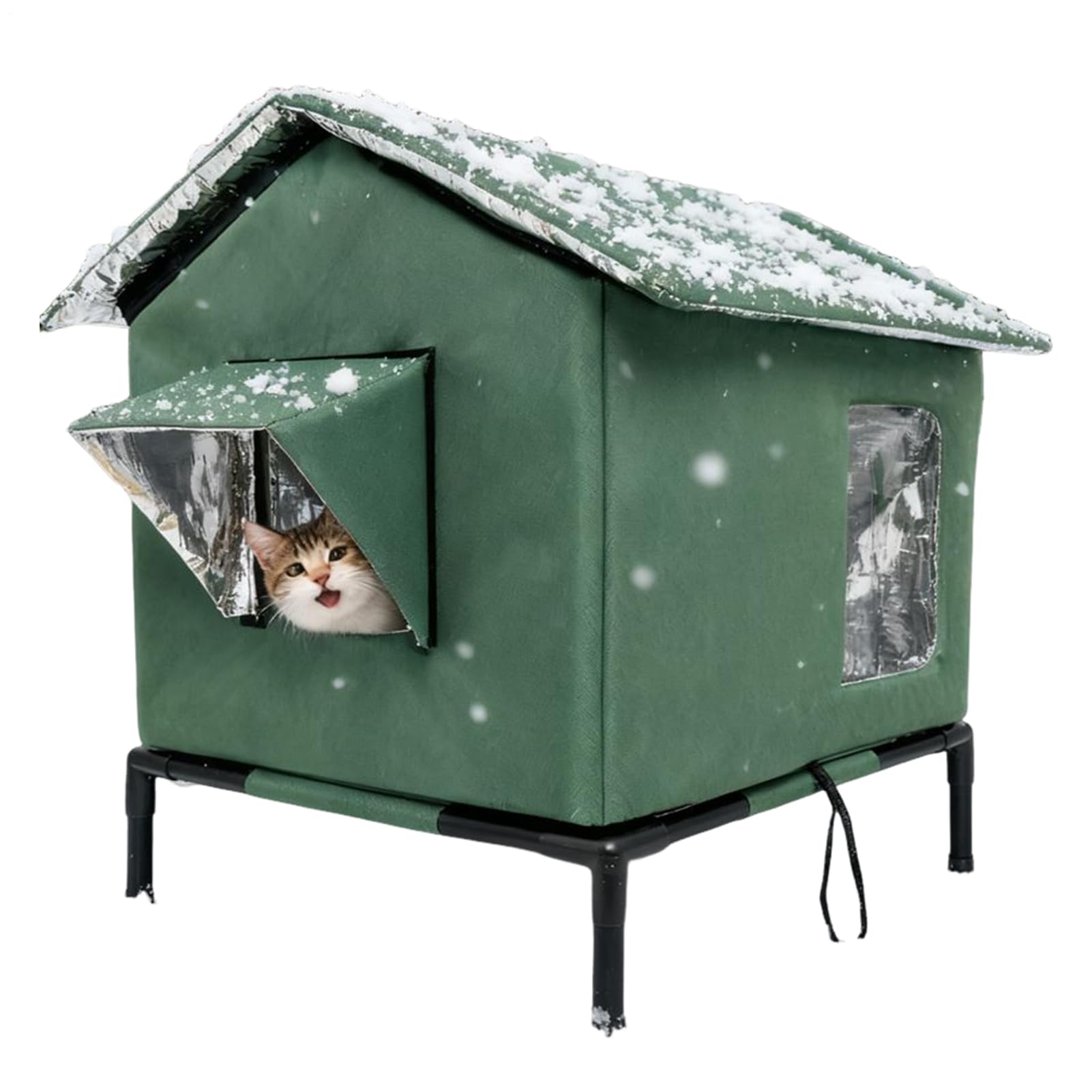 Krmoau Outdoor Winter Cat House, Thermal Cat House, Pet Shelter for Cold Temperatures, for Outdoor Patio, Camping, Balcony, Garden, Apartment, Travel, Hiking Holidays