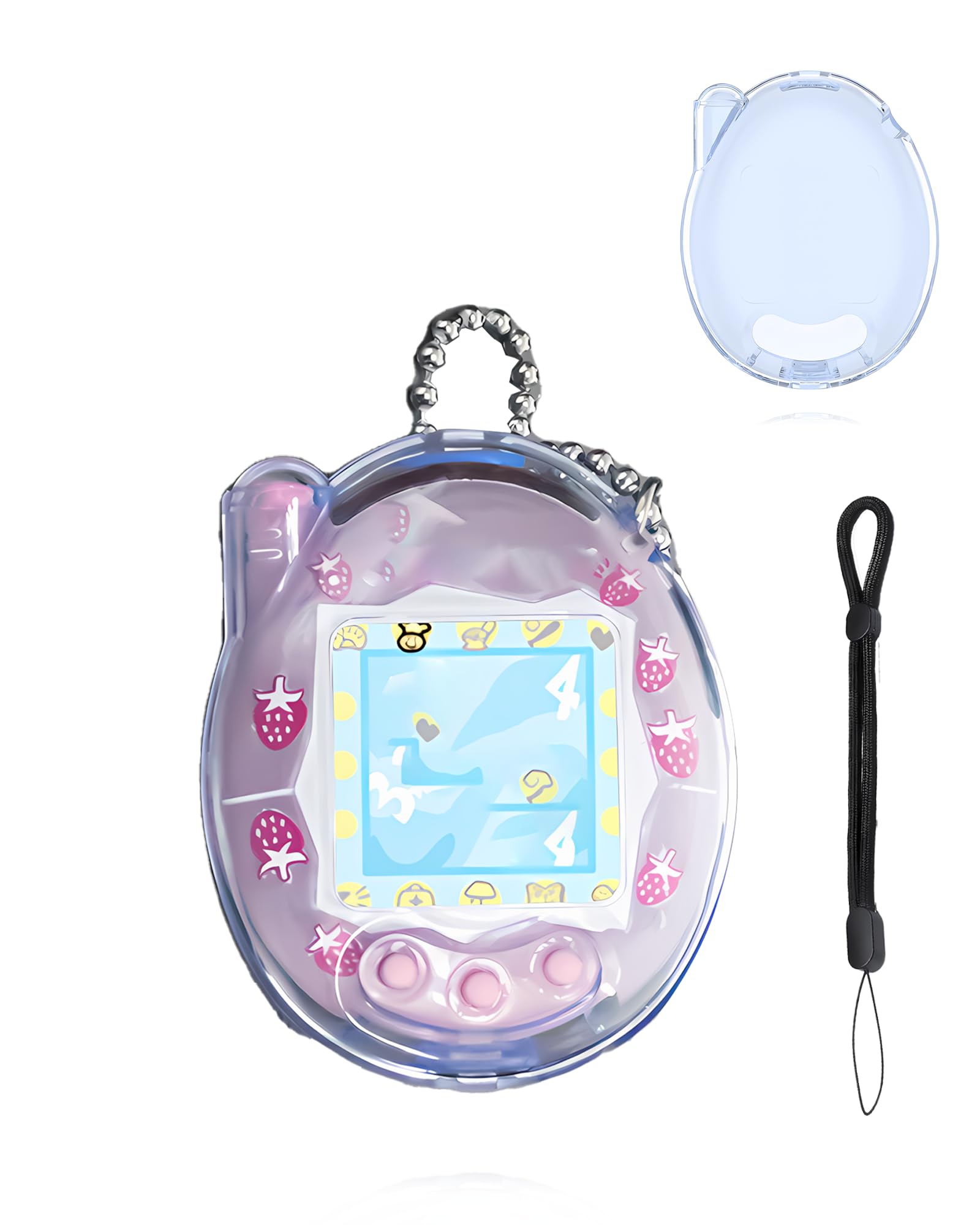 Case for Tamagotchi Connection Digital Pet,daunke Soft PC Cover,With a lanyard,Lightweight Shockproof,Anti-Scratch,All-Around Protection,Transparent Blue