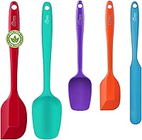 HOTEC 5-Piece Silicone Spatula Set - 600°F Heat Resistant, Food Grade, BPA-Free, Dishwasher Safe for Non-Stick Cookware & Baking