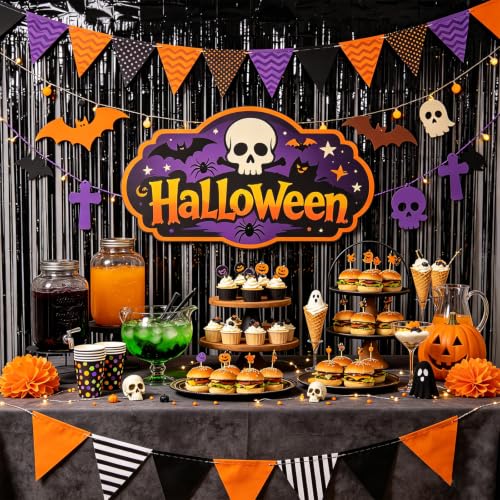 Image of Black Foil Fringe Curtain Party Streamers 2Pack 3.3x8.3 Ft, Black Tinsel Foil Curtain Backdrop Photo Booth Props for Birthday Wedding Bridal Baby Shower Halloween Party Decorations Door Streamers