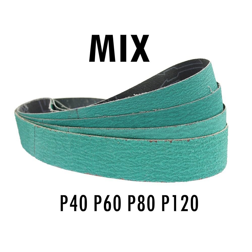 Nastro abrasivo, Nastro abrasivo da 4 Pezzi Schermo abrasivo in allumina di zirconio Fuso for Metallo Duro, Grana 40 60 80 120, Mix, 915x50mm (Color : Mix, Size : 686x50mm)
