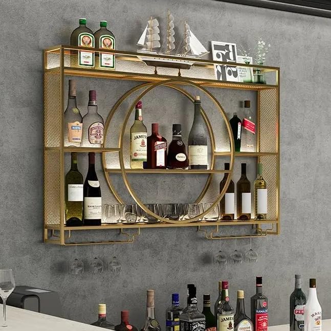 Casier à vin mural suspendu rond en métal présentoir bouteille bistrot