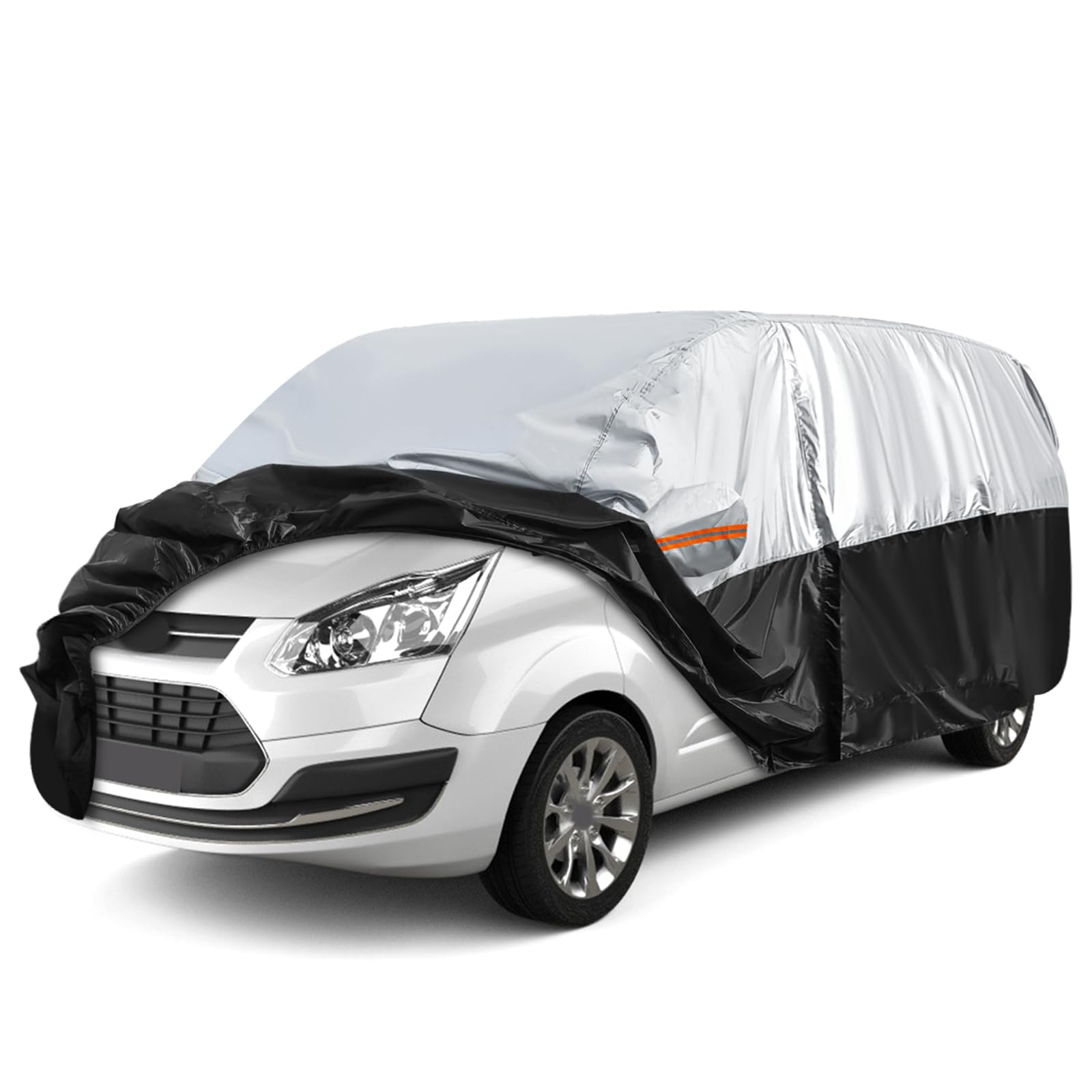 Autoabdeckung Passend für VW T5 T6 LWB Peugeot Travelle Long, Universal wasserdichte Vollgarage Autoplane mit Reißverschlusstür für Schnee, Regen, Allwetterschutz