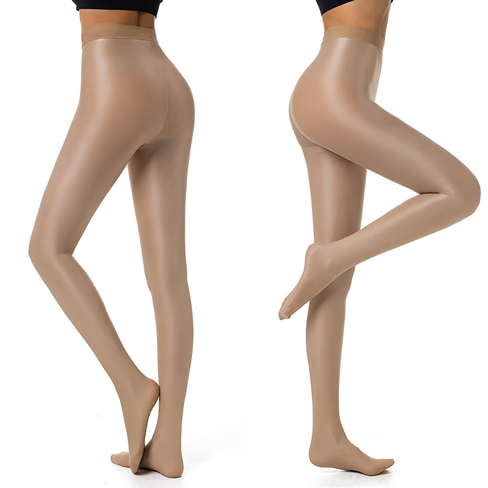 2 pares de medias para mujer antiroturas mallas de baile brillantes color piel 8