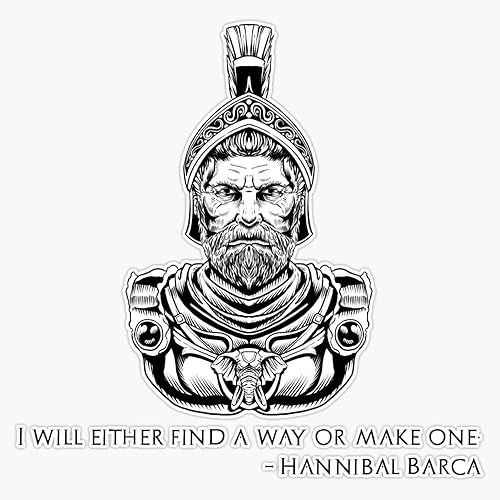 Imán Motivacional Hannibal Barca Cita - I Will O Encontraré Una Manera O Hacer Uno. Imán Reutilizable Pegatina 5"