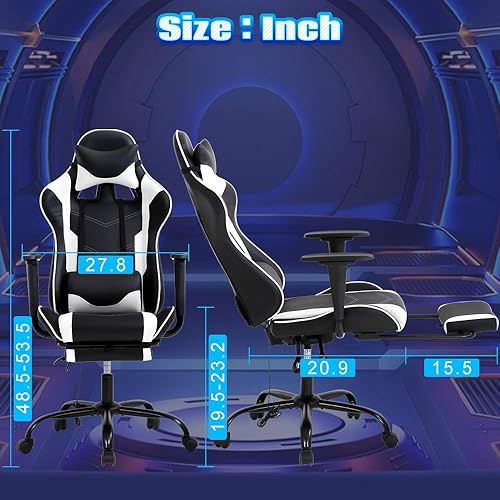 Miniatura 3 de Silla de juegos de PC, silla de oficina ejecutiva de respaldo alto, silla de computadora de piel sintética, soporte lumbar de carreras, reposapiés