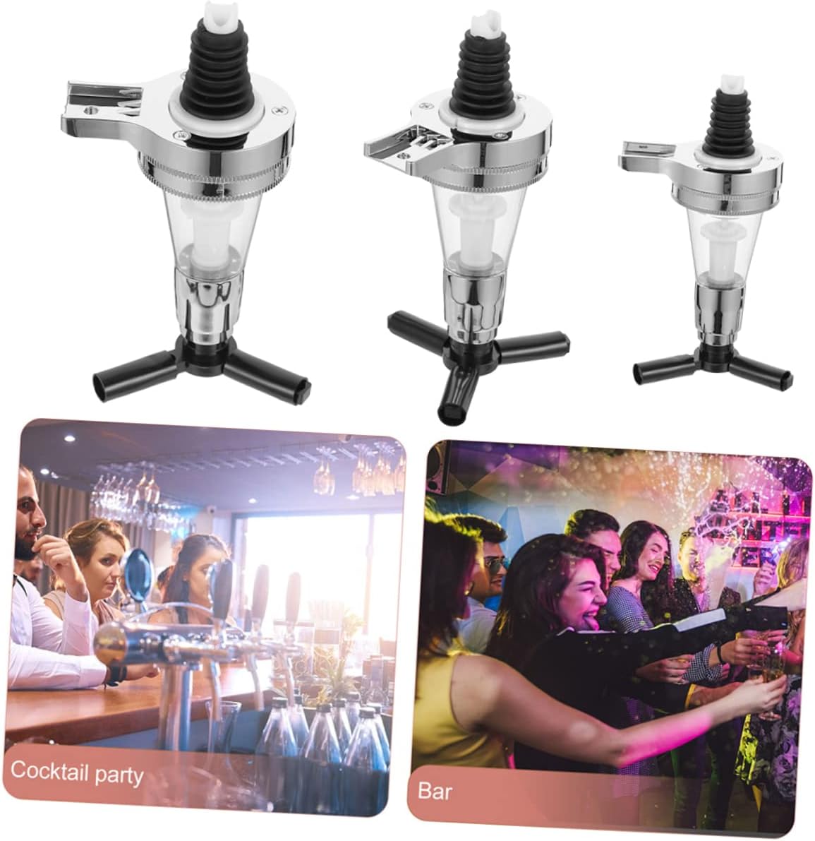 SOLUSTRE Wall Mounted Liquor Dispenser Pump 3Pcs Beverage Bottle Pourer Adjustable Shot Pourer for Home Bar Ration Wine and Liquor for Parties and Events