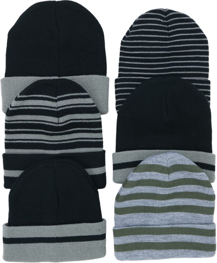 ToBeInStyle Men’s Pack of 6 Double Layered Winter Warm Basic Beanies