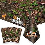 3 Pieces Hunting Tablecloths Camo Table Covers Plastic Hunting Table Decorations for Hunting Camo Bi