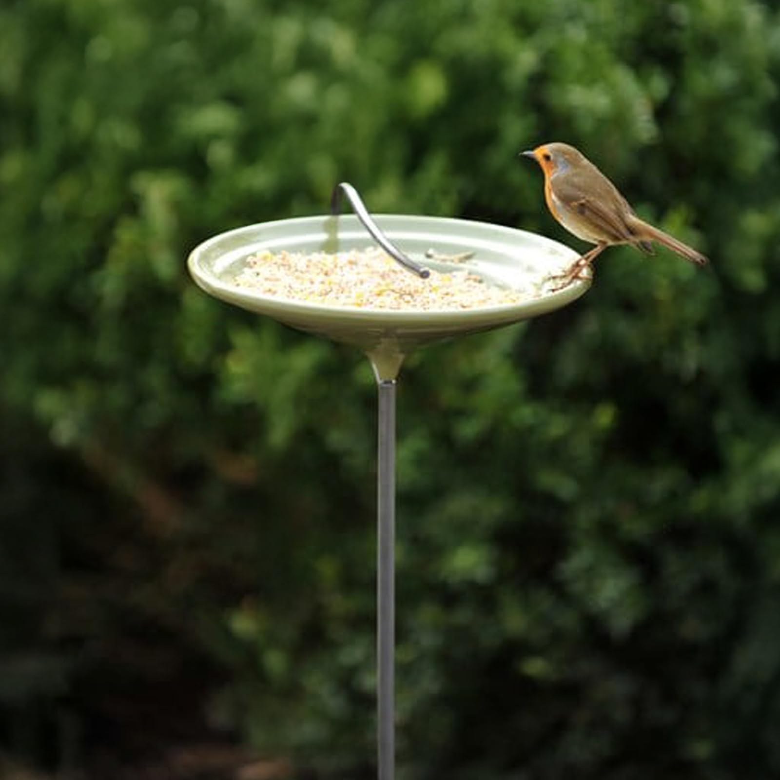 Crocus Collection 100cm Stake Bird Bath Bowl Freestanding Powder-Coated Cast Aluminium Seed Dish Vintage Style Wildlife Water Basin