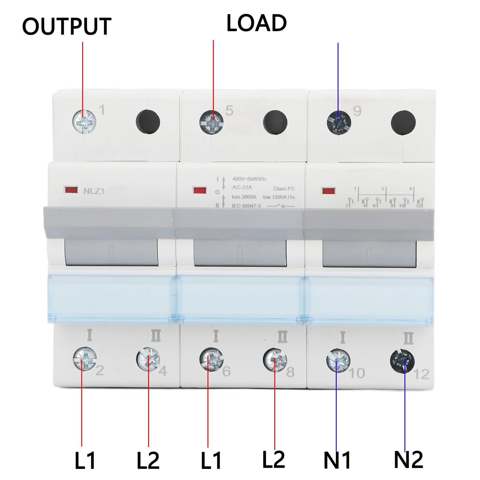 Interruptor de Transferencia Manual, 400VCA, Diseño de 3 Polos