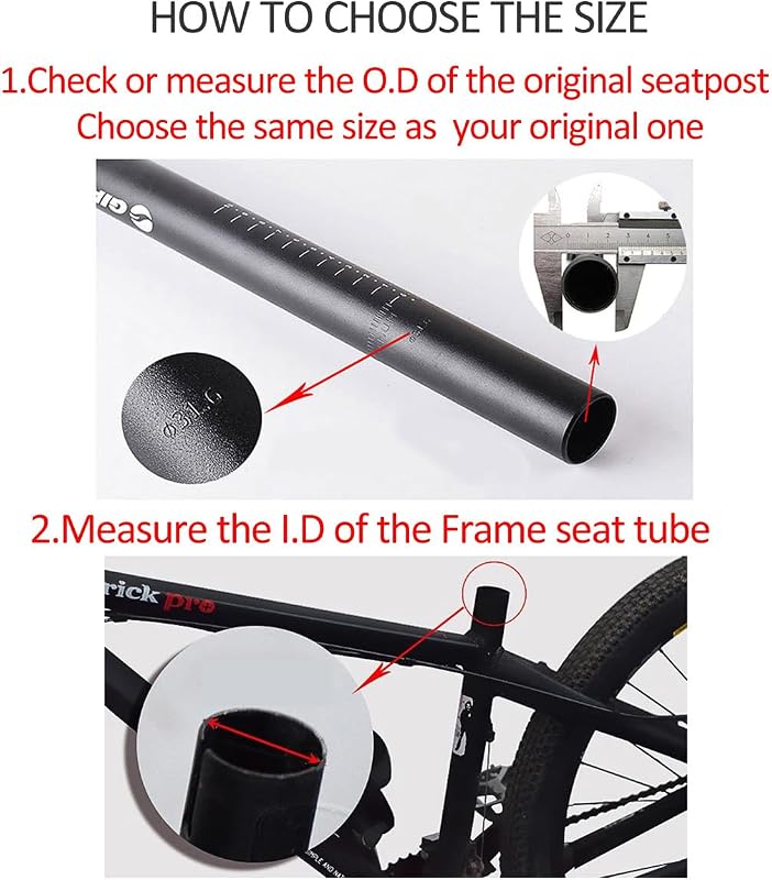 Tijă de șa pentru bicicletă din aliaj de aluminiu PLATTBK, 450 mm, pentru MTB, cursieră, downhill, BMX, diametre 25.4, 27.2, 28.6, 31.6