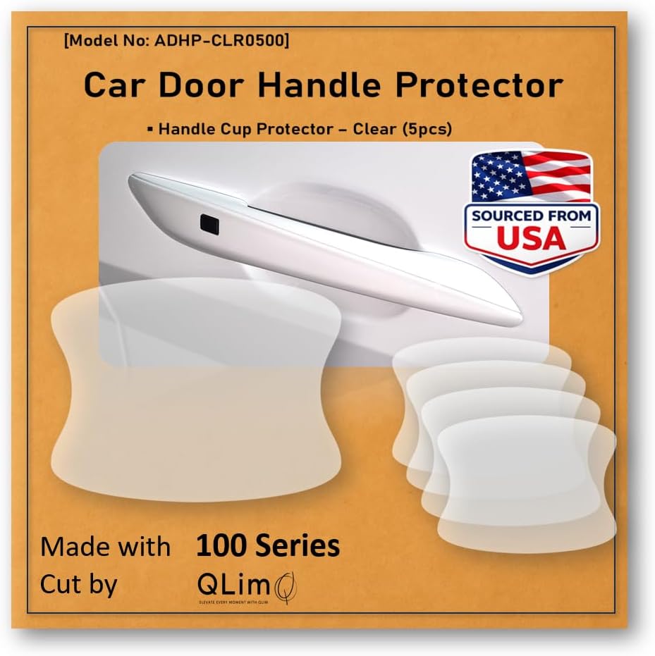 [3M]-5pcs Customized Car Door Handle Cup Protector Made with 3M Paint Protection Film, Sticker/Guard, Clear(Transparent), Anti Scratch, Universal Fit for Most Cars (Clear/5pcs)