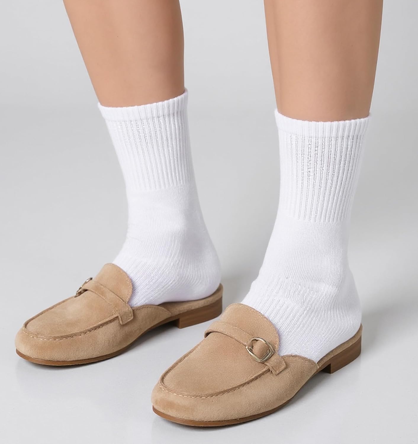 2 Pairs White Tube Socks, White Crew Socks for Women & Men Cozy Ribbed Tube Crew Sock, Casual Cotton for Everyday Wear, All-match Fit - Image 5