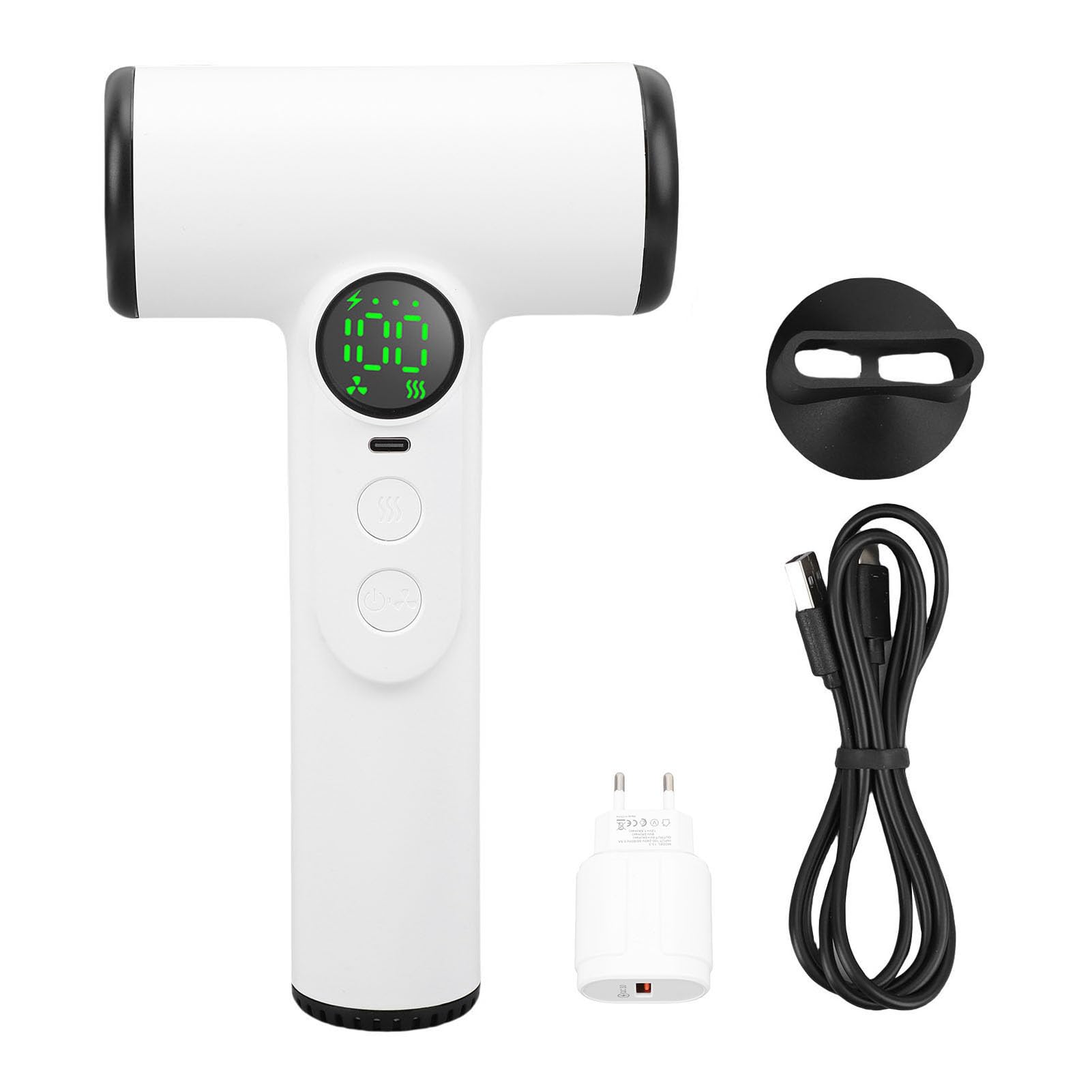 Bewinner Secador de Cabello Recargable USB 200w, Secador de Soplado Inalámbrico Portátil con Viento Caliente Caliente, 3 Configuraciones Ajustables para Viajar, Estilo (Enchufe de la UE)