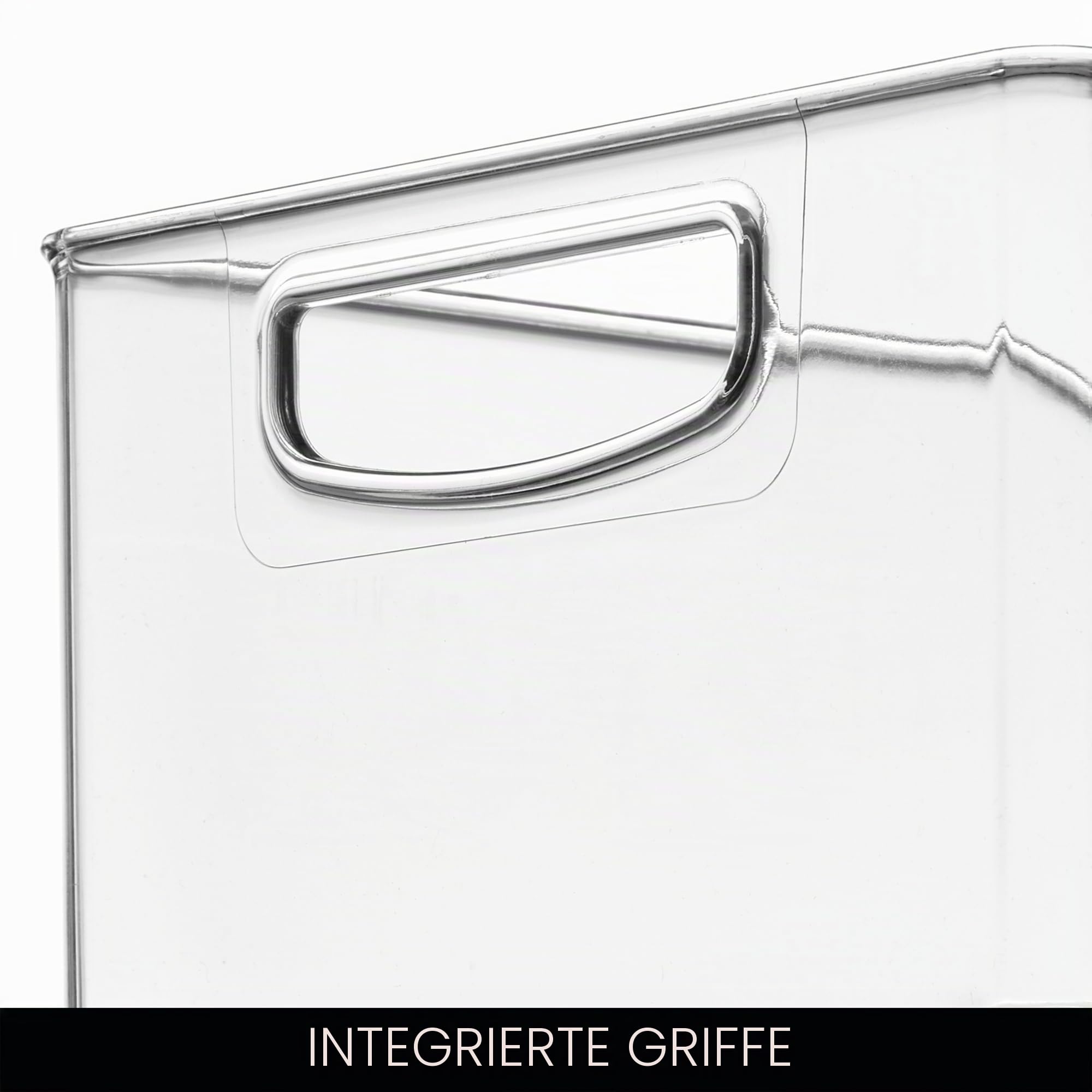 InterDesign iDesign stapelbarer Speisekammer-Mülleimer aus Kunststoff – Organizer mit Griffen für Schränke oder Kühlschrank – 4er-Set – transparent