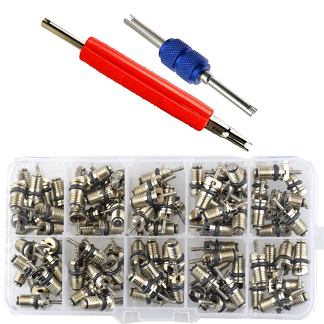 Kit 102 Pezzi Valvole Aria Condizionata Auto R134a/R12 | Nuclei Valvola E Strumento Rimozione Per AC Auto - 2