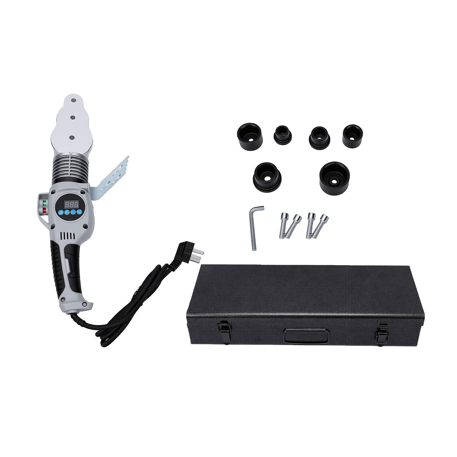 Fafeicy Saldatore a Fusione con Presa 1500 W, 0-300 ℃ Regolabile (Spina europea) | Kit idraulico 20 25 32 40 50 63 mm con custodia in alluminio, per PPR PE PP ABS Nylon