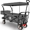Miweba Folding Handcart for Children Brake Roof Wide Tire Transport Bag Foldable UV Resistant Handcart Foldable