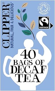 Clipper Organic Everyday Decaf Tea Bags | Natural, Unbleached, Plant-Based Biodegradable & Non GM Black Tea Bags | Eco Conscious, Organically Grown & Fair Trade Tea (40 Teabags)