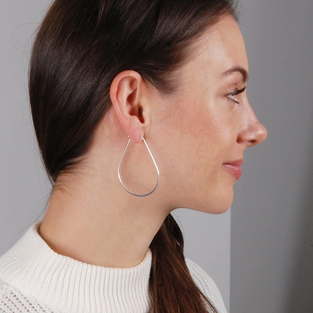 Oval Threader Hoop Earrings for Women - Lightweight Thin Teardrop Earring Hoops - 14k Gold, Rose or 925 Sterling Silver Plated - Image 7