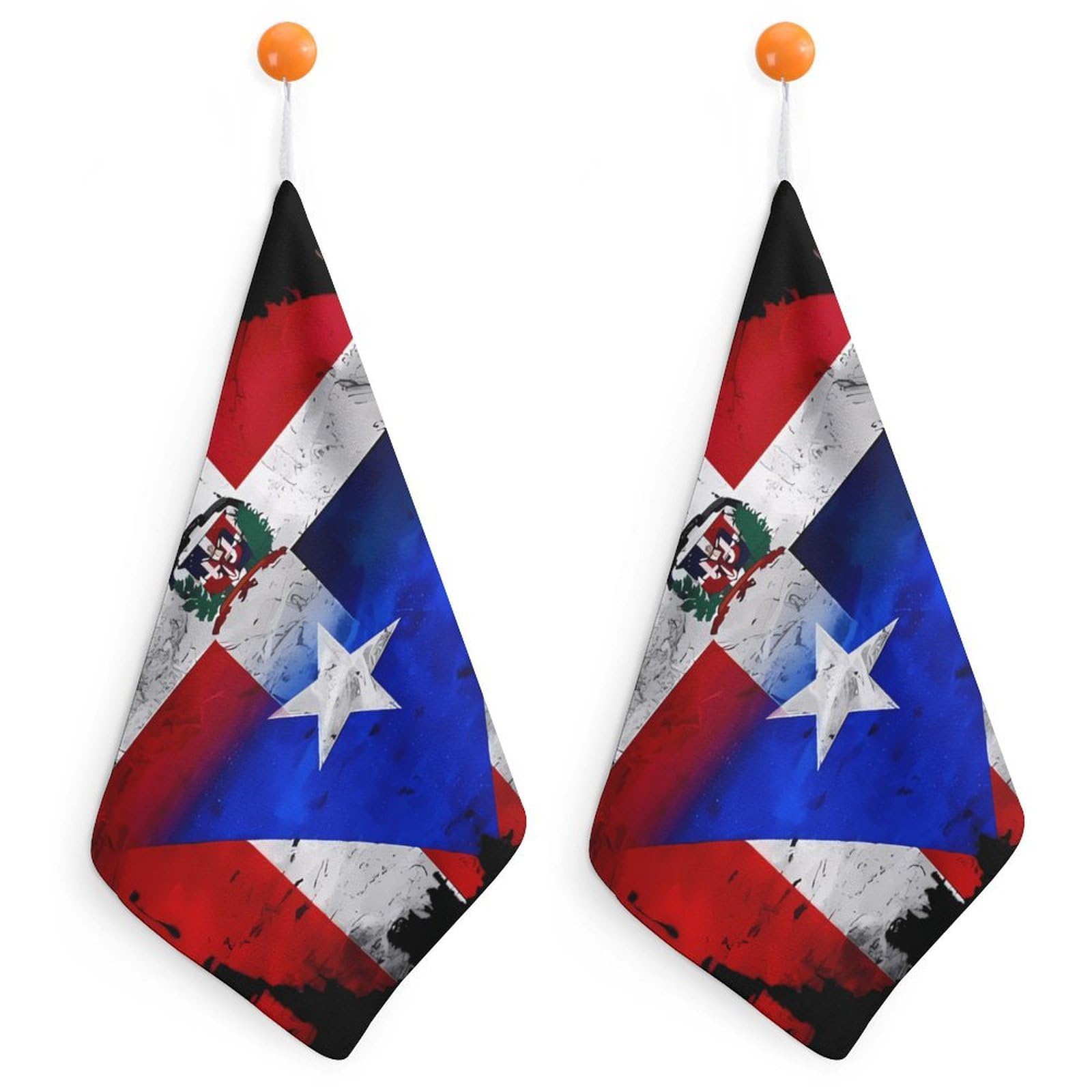 TXFBTRFSA Puerto Flag Dominican Flag Hand Towels with Hanging Loop Kitchen Towel Handkerchiefs Cleaning Cloths