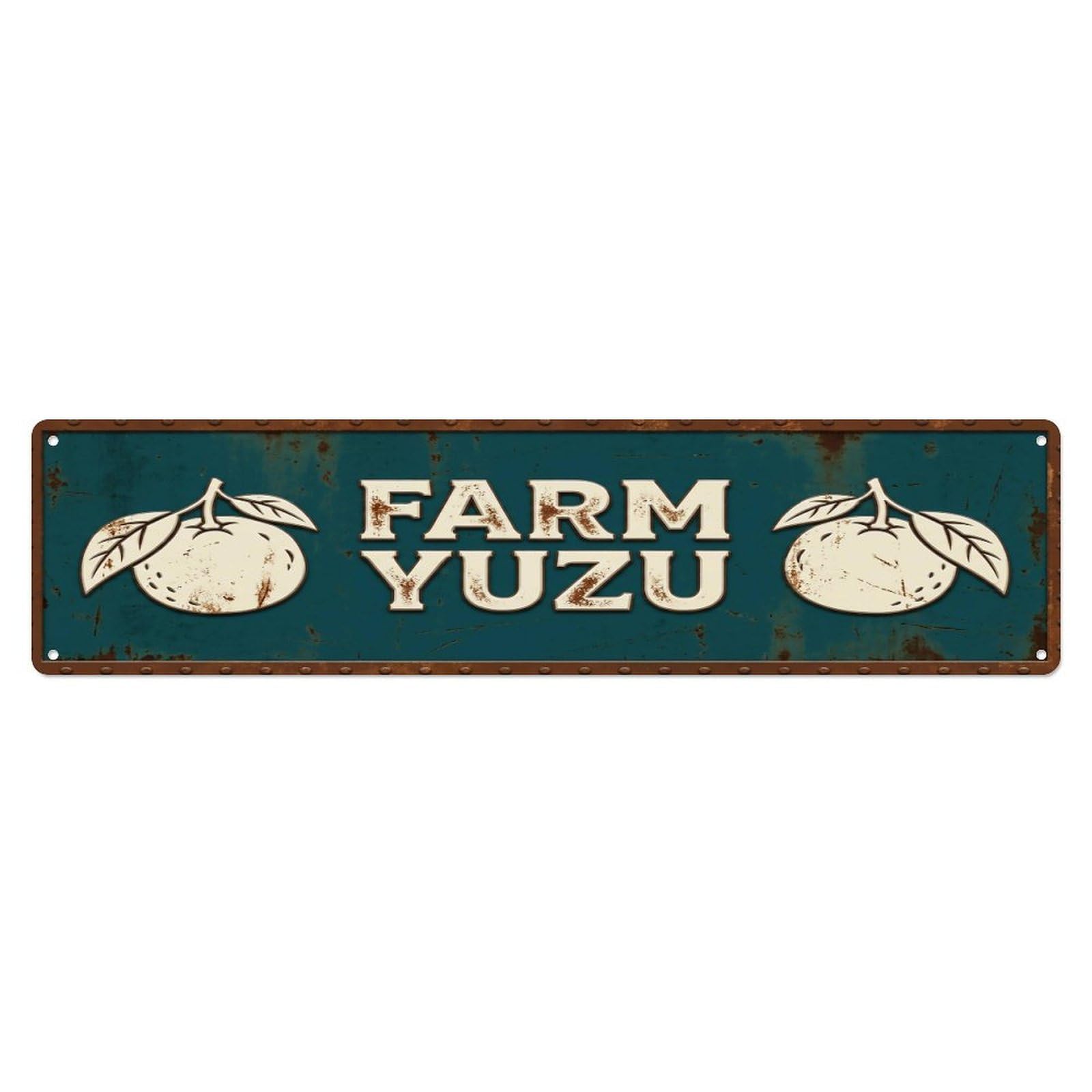 FARM YUZU Vintage Citrus Rustic Farmhouse Metal Tin Sign
