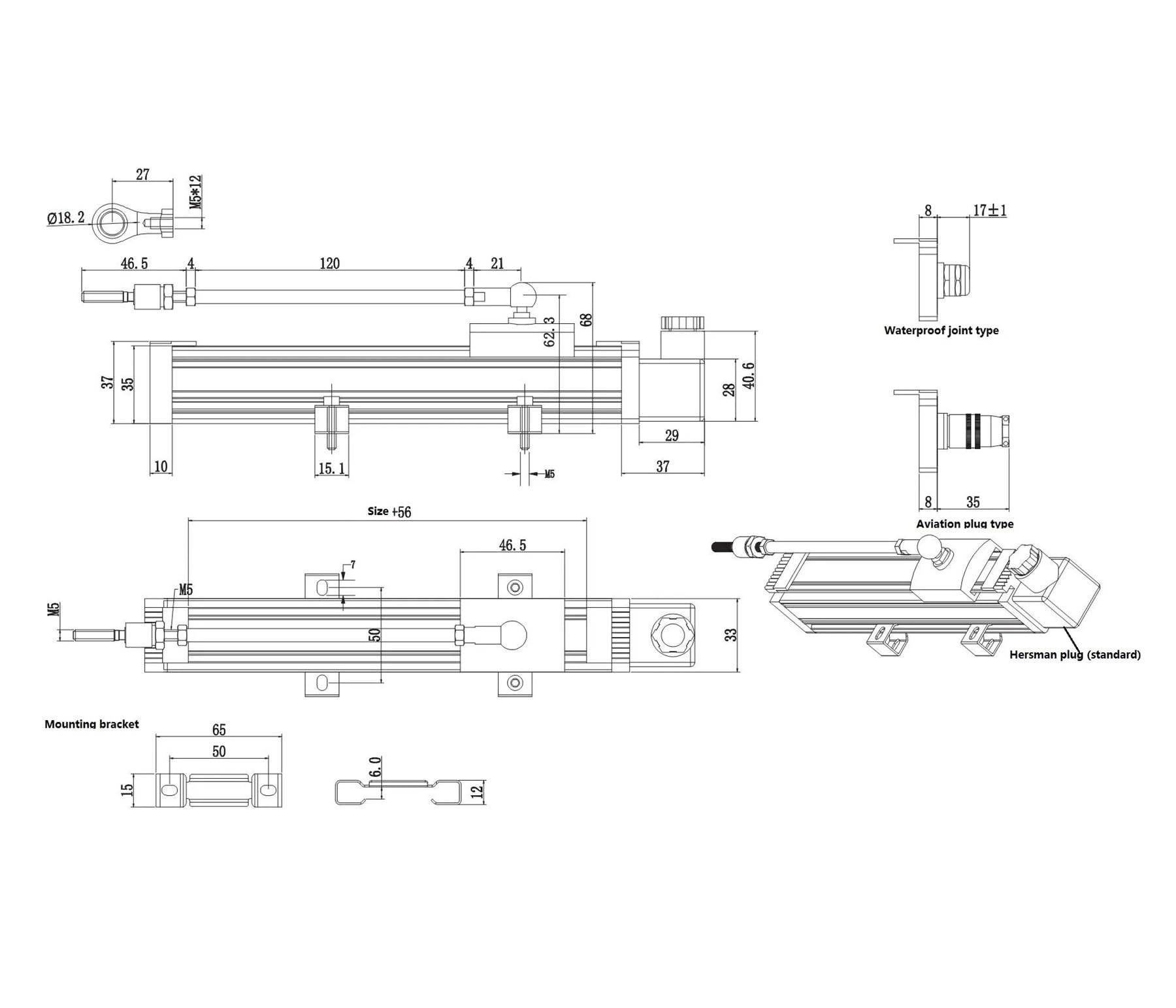 Sensore di Spostamento lineare Scorrevole KTF1 da 600-1000 mm, trasduttore Posizione, potenziometro for Macchina for stampaggio a iniezione(700mm)