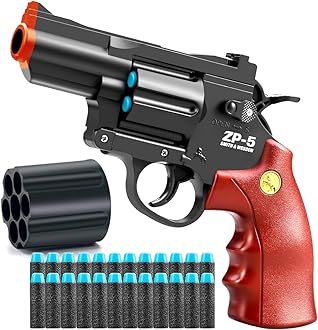 Toy Gun Soft Bullet Pistol Foam Blaster, Shooting Game Education Realistic Revolver Model Fake Guns, a Surprise Gift for Boys Teens Birthday Christmas (Black)