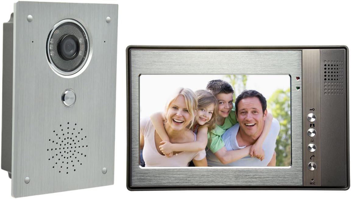 7" Monitor Video Intercom Door Phone System, Wired Video Door Phone Video Doorbell Alloy Camera, Support Unlock, Monitoring, Dual-Way Intercom, Flush Mounted Outdoor Doorbell