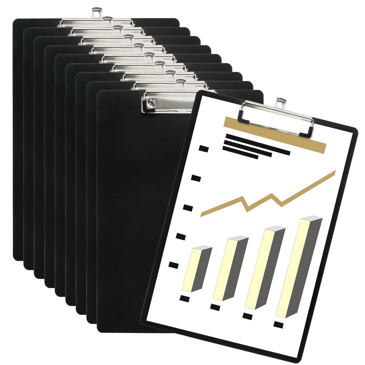 CENBEN Clipboards A4 Pack of 10, Black Plastic A4 Writing Board Folder