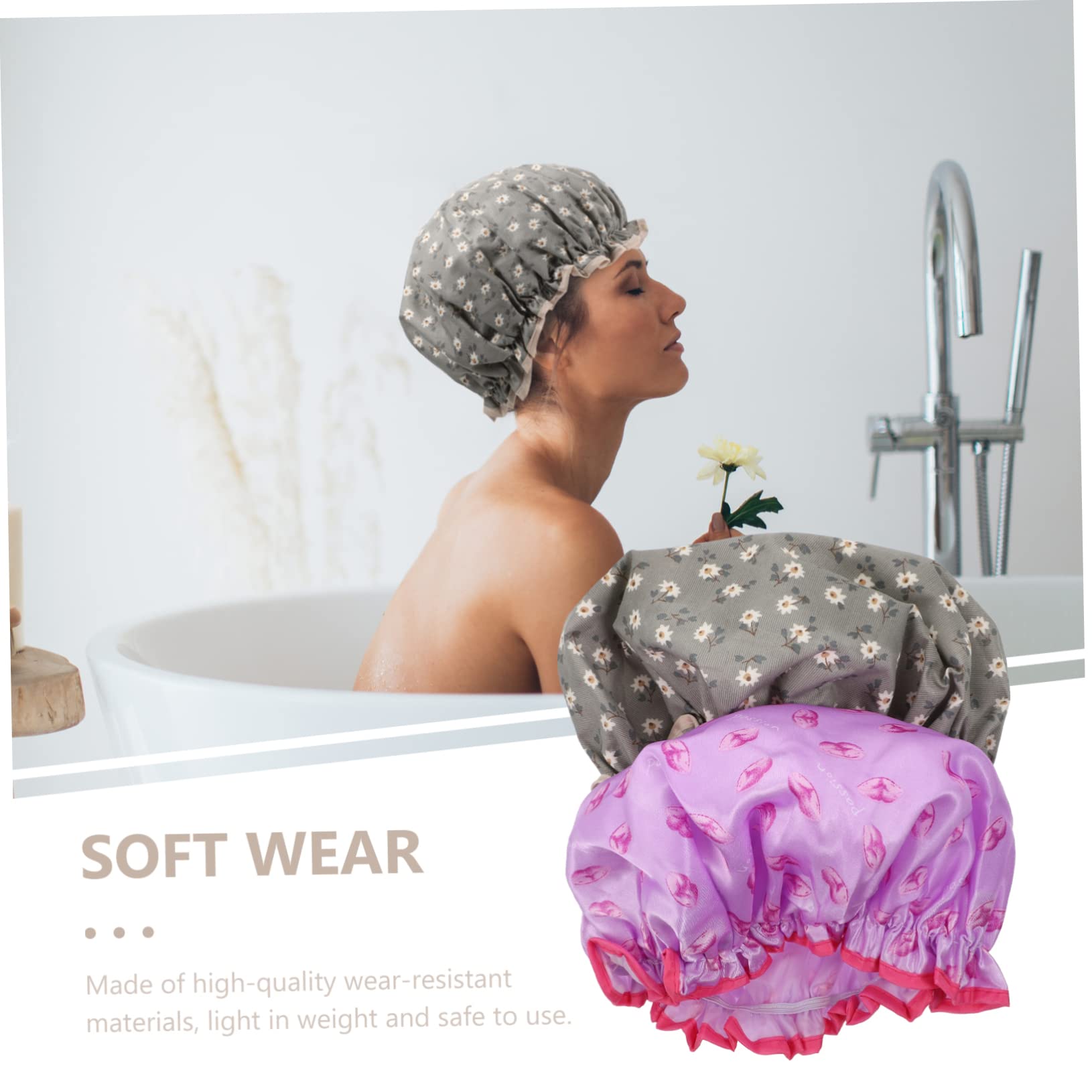 Healeved 8pezzi Cuffie Da Impermeabili Per Donne Design Doppio Con Stampa Carina Leggere e Pieghevoli Per Bagni e Viaggi Ananas