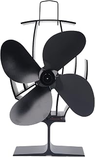 Heat Powered Stove Fan, Heat Powered 4 Blades Wood Stove Fan 1500rpm Low Noise for Fireplace Grate - Strong Airflow Up to 250cfm, Anodized Aluminum, Safe Thermal Circulation