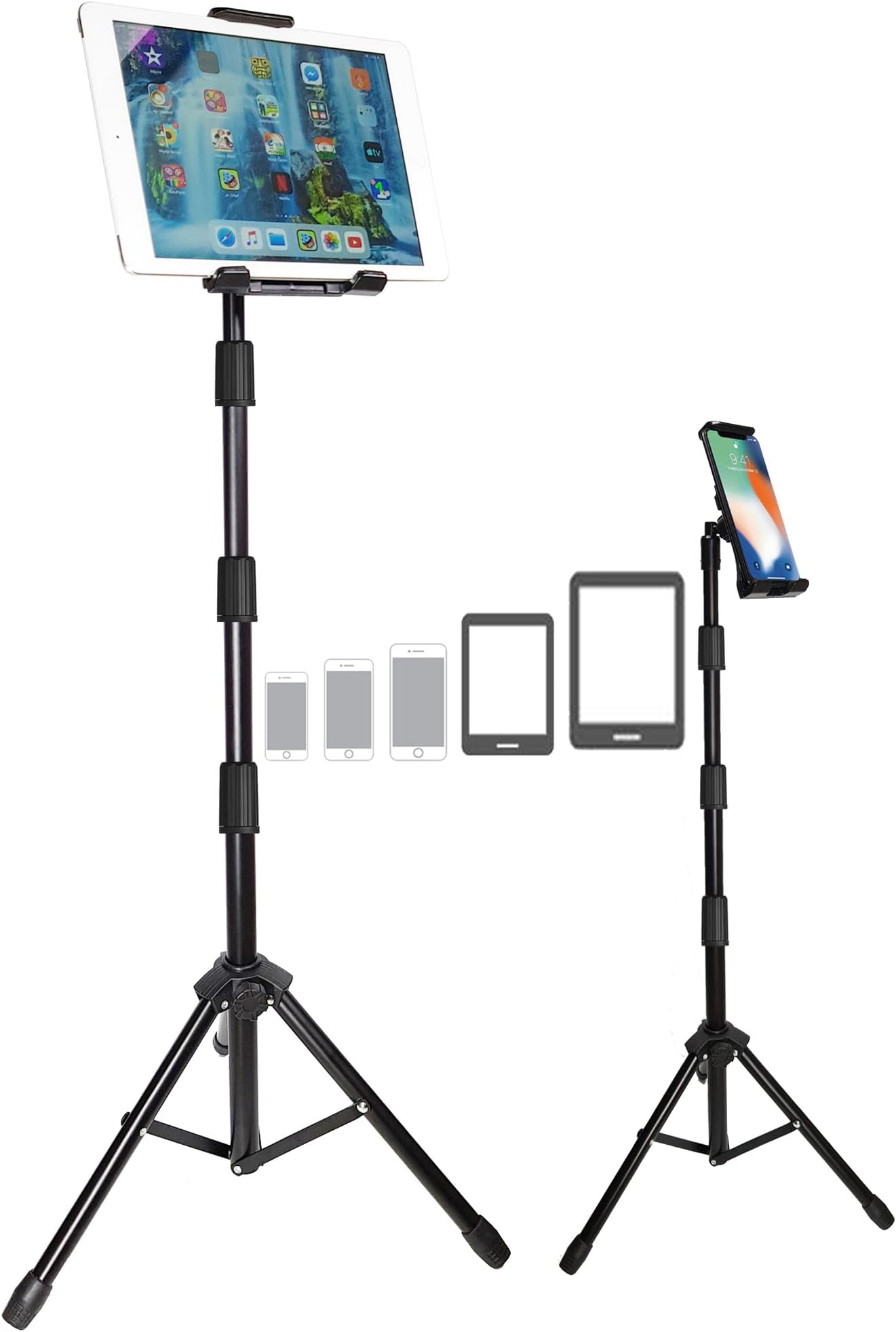 Multi-Direction Tripod Floor Stand fit for 4'-11' Diagonal inch Device, Compatible with iPad Galaxy Ipad, Tablet, Mobile PCs