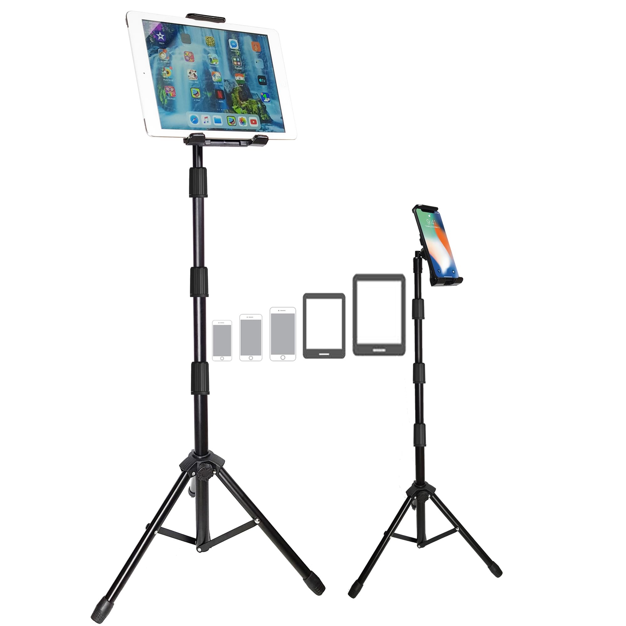BROLAVIYA Multi-Direction Tripod Floor Stand fit for 4'-11' Diagonal inch Device, Compatible with iPad Galaxy Ipad, Tablet, Mobile PCs