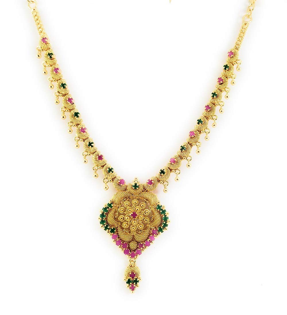AFJ GOLD One Gram Micro Gold Plated Traditional Designer Fashion Jewellery Stone Necklace for Women & Girls (B07LGBSN8Z) Amazon Price History, Amazon Price Tracker