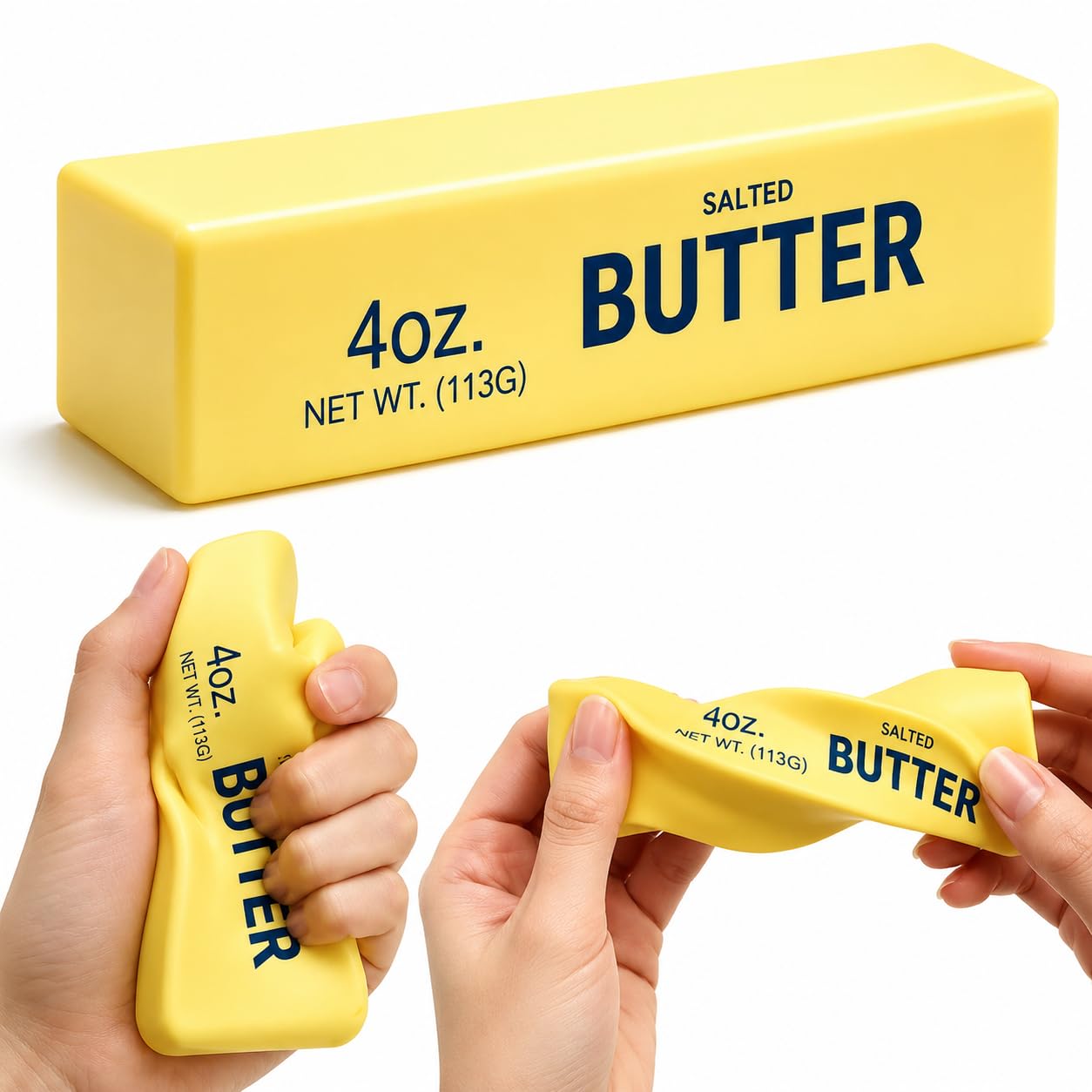 Butter Squishy Toy – Slow Rising Realistic Salted Butter Stick Squishy, Soft PU Foam Stress Relief Fidget Toy for Adults & Kids, Sensory Squeeze Ball for Anxiety & ADHD,