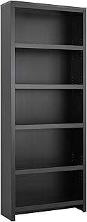Prepac Moda 5-Tier Tall Wooden Bookcase, Black Storage Cabinet, Display ...