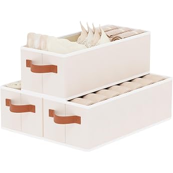 Pack of 3 Foldable Storage Baskets with Handle 38 x 15.5 x 13 cm