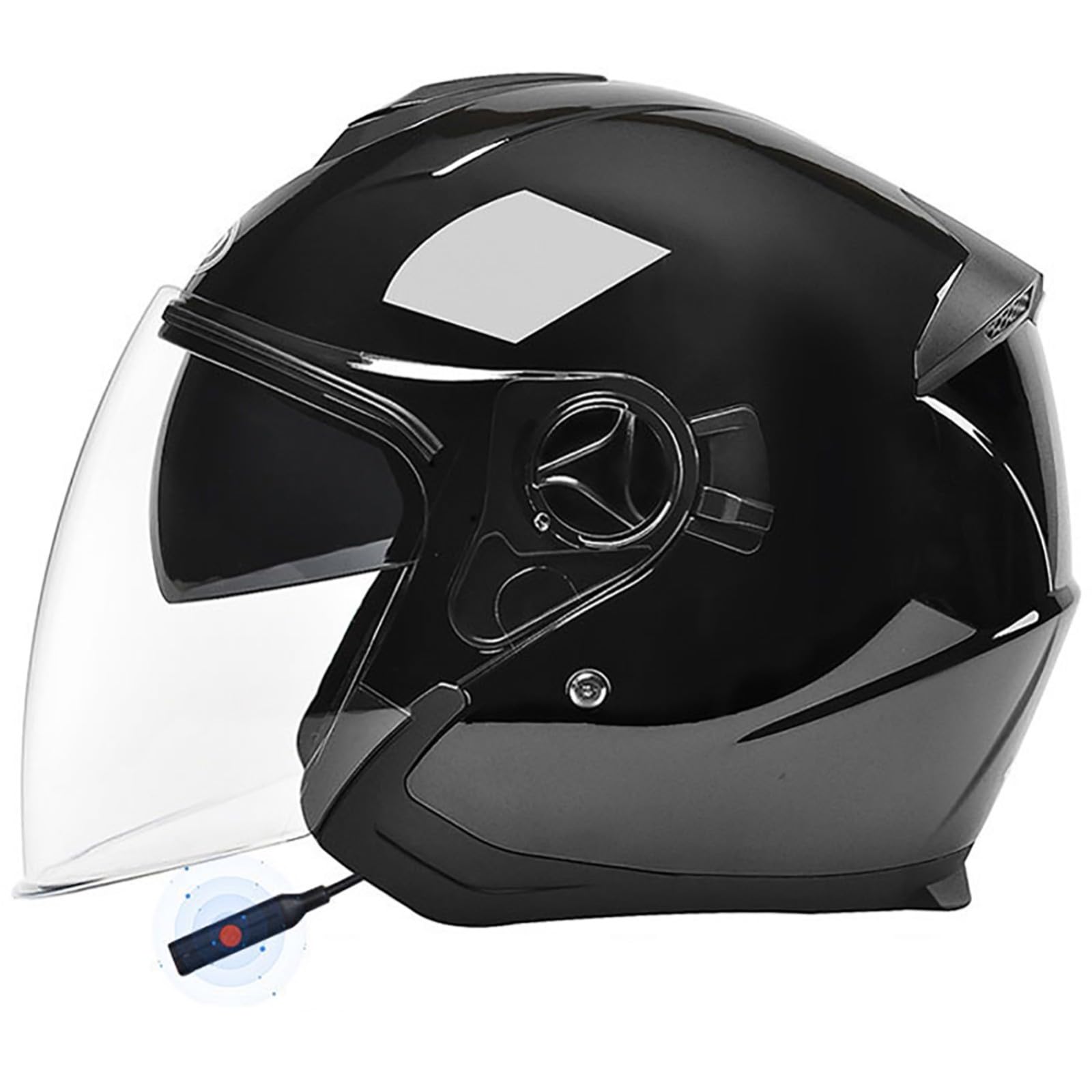 Casco Jet Con Visiera, Casco Da Moto Bluetooth Certificato ECE, Casco Da Moto Semi-Aperto 3/4 Con Microfono Altoparlante Per Donne E Uomini, Per Casco Da Corsa Per Scooter B,L/(59~60cm)