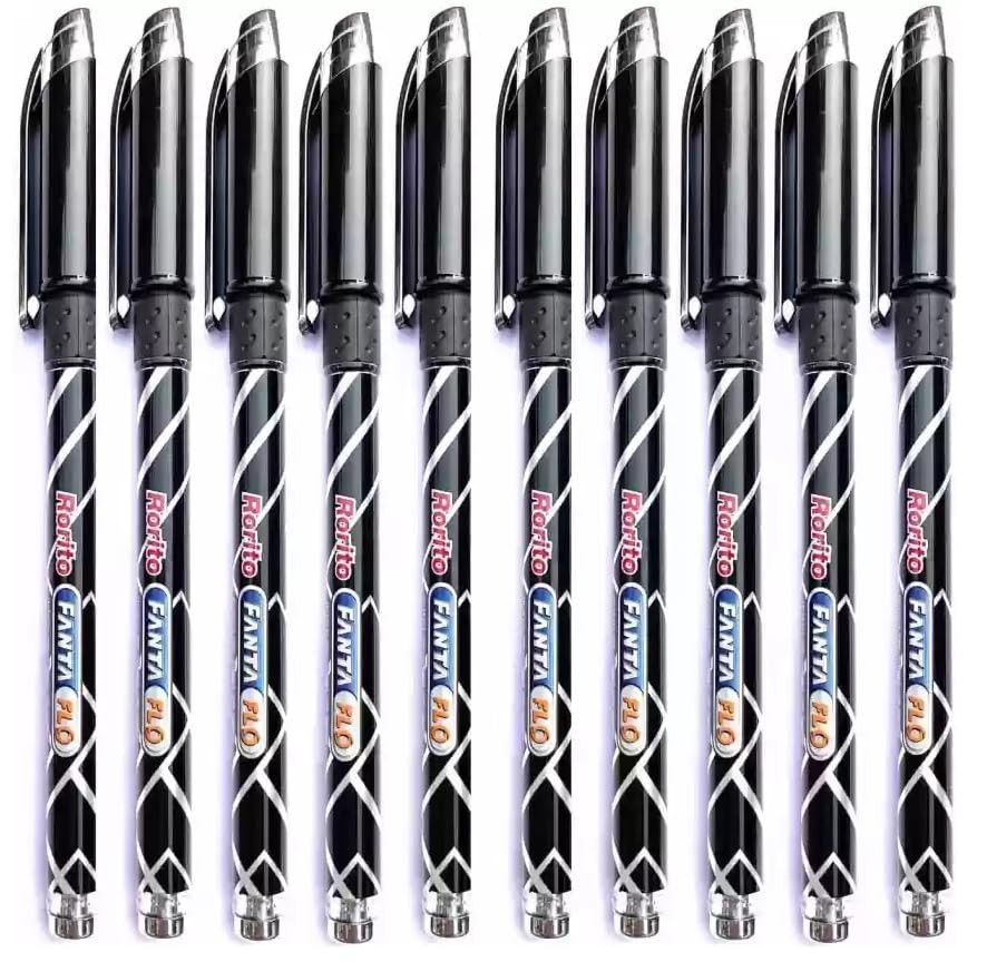 Image of New Fantaflo Black 20 Ball Pens | Smooth Writing Ballpoint Pen with Dotted Grip | 1.0 mm Waterproof Ink | Ideal for Exams, OMR Sheets, and Everyday Writings (Black Ink)
