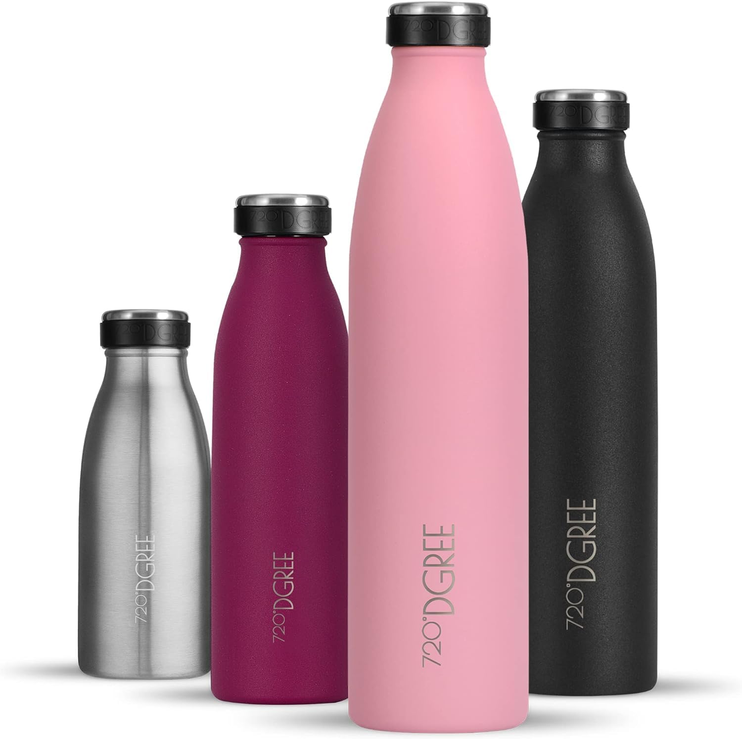 720°Dgree 14 Flamingo Pink - Sturdy Matt Vaccum Insulated Water Bottle “Milkybottle“ - 1Litre - Leakproof, Bpa-Free, Thermo Stainless Steel Flask - Sports, Gym, Fitness, School, Kids, Travel, Outdoor, Hot, Cold & Carbonated Drinks