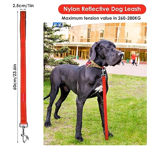 simarro Hausleine für Hunde, 60cm Hunde Leine Kurze Hundeleine mit gepolstertem Griff doppeltes Gurtband Nylon reflektierende Haustier Leinen Hundeleine Hundeleine kleine Mittel große Hunde (Rot)
