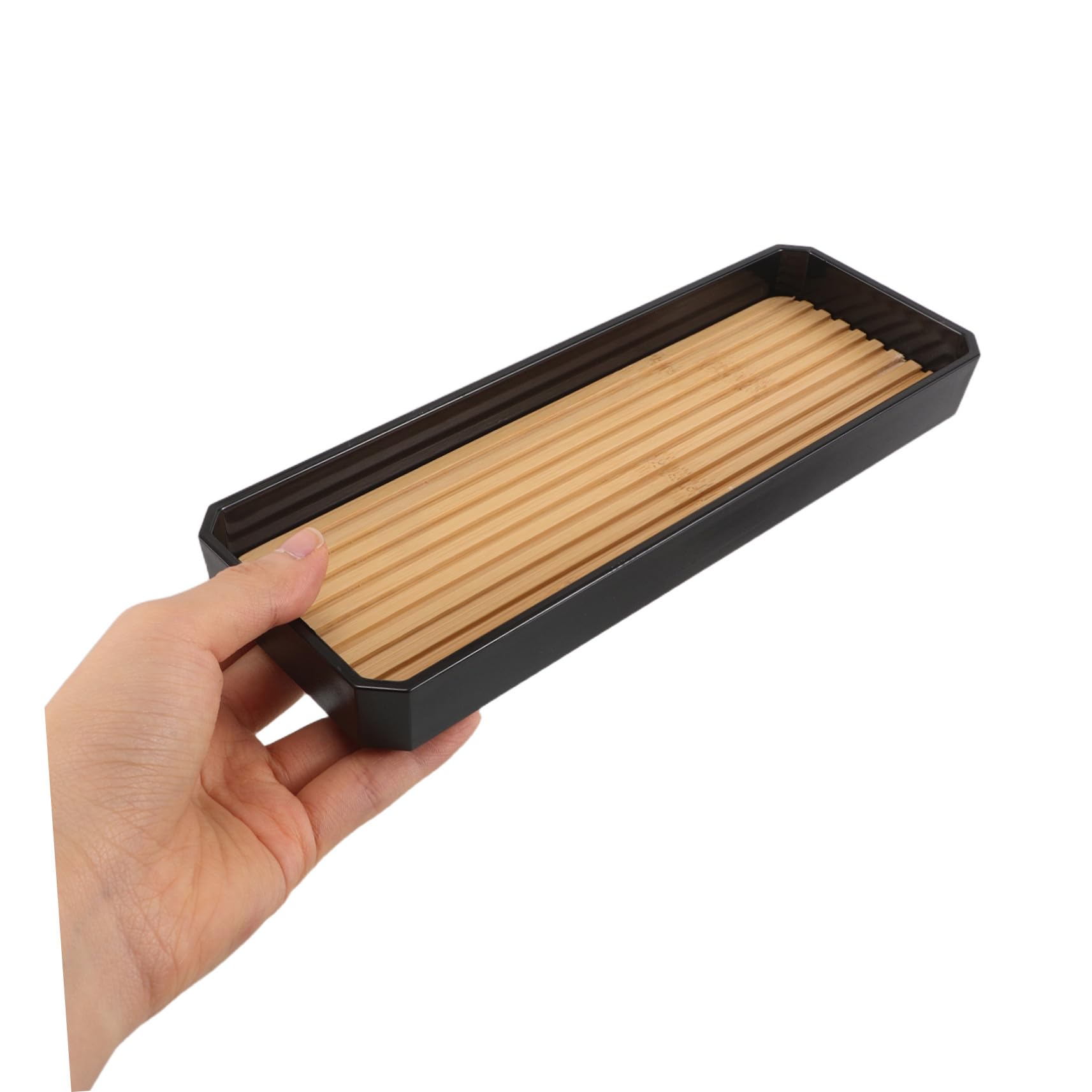 Juego de Accesorios de Baño de Bambú Negro, 7 Piezas para Hogar