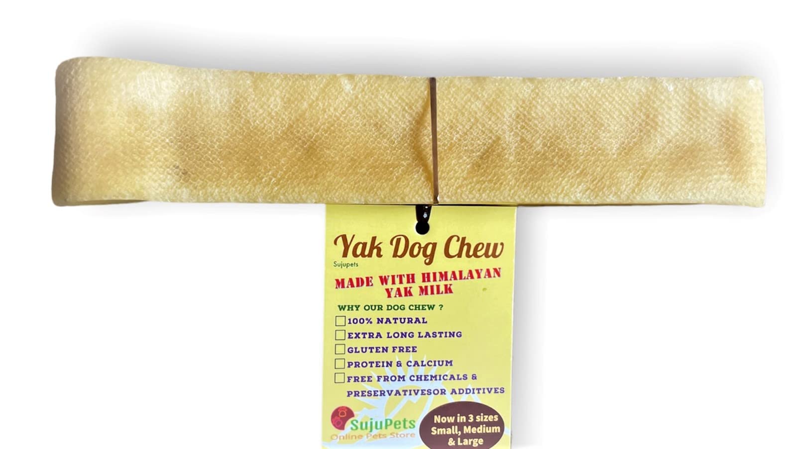 Orginal Yak Dog Chews, Himalayan Yak Milk Chew, Long Lasting, Natural Yak Chews Treat for Your Dog, Puppy, Dog (Medium Yak Chew X 1)